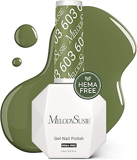 MelodySusie Hema Free Gel Nail Polish, 0.5 Fl Oz Thick Olive Green Gel Polish, Non Toxic, Long Lasting, Soak Off UV Nail Polish, Manicure Nail Design Salon DIY Nail Art at Home 603