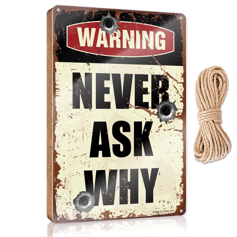 FRINTOXA Sarcastic Signs Warning Never Ask Why Wooden Sign(15X28CM)