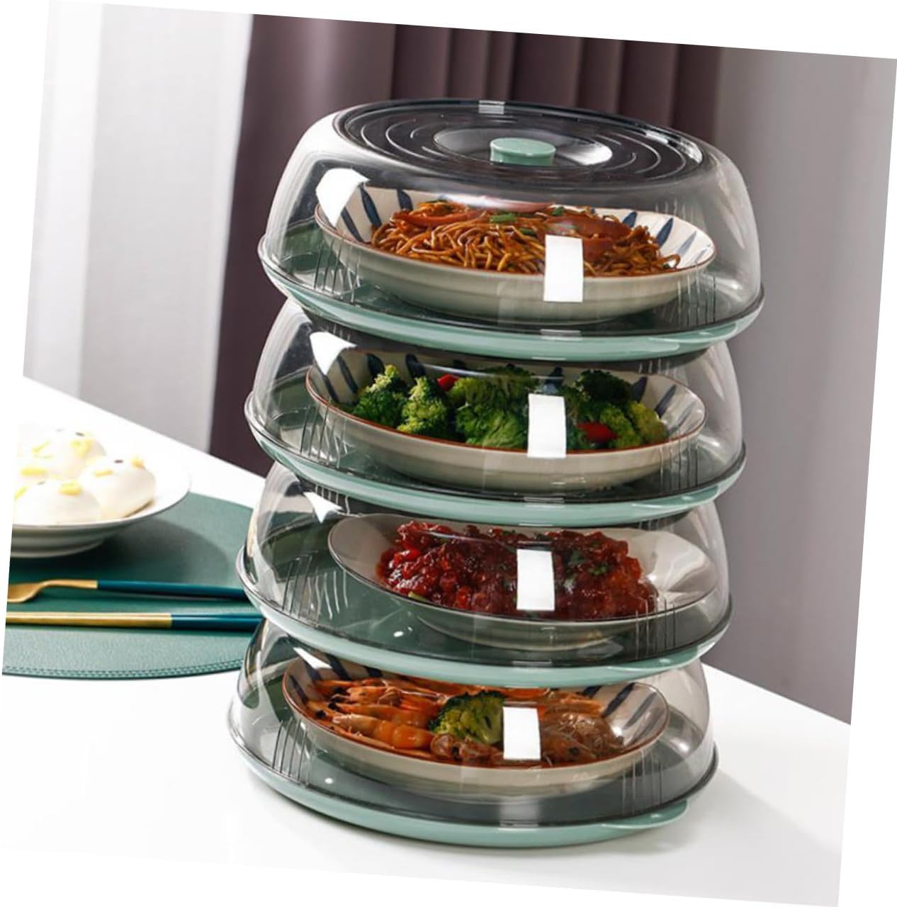 2Pcs Plastic Food Covers, Portable Heat Preservation Dust Proof Meal
