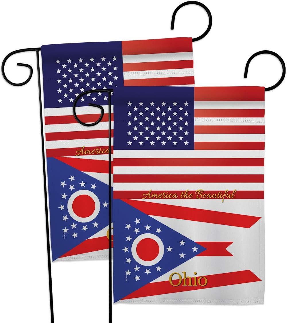 States US Ohio Burlap Garden Flags Pack Regional USA American Territories Republic Country Particular Area Vintage Applique Small Decorative Gift Yard House Banner Double-Sided US Made 13 X 18.5