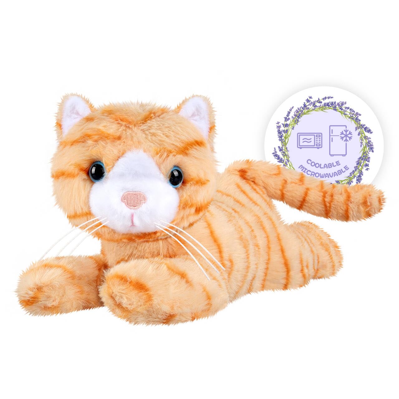 SuzziPals Heatable & Coolable Orange Cat Stuffed Animals, Cute Microwavable Heating Pad Plushies for Soothing & Relaxation, Stuffed Cat Plush Toys, Orange Cat Plushie Toys Gifts