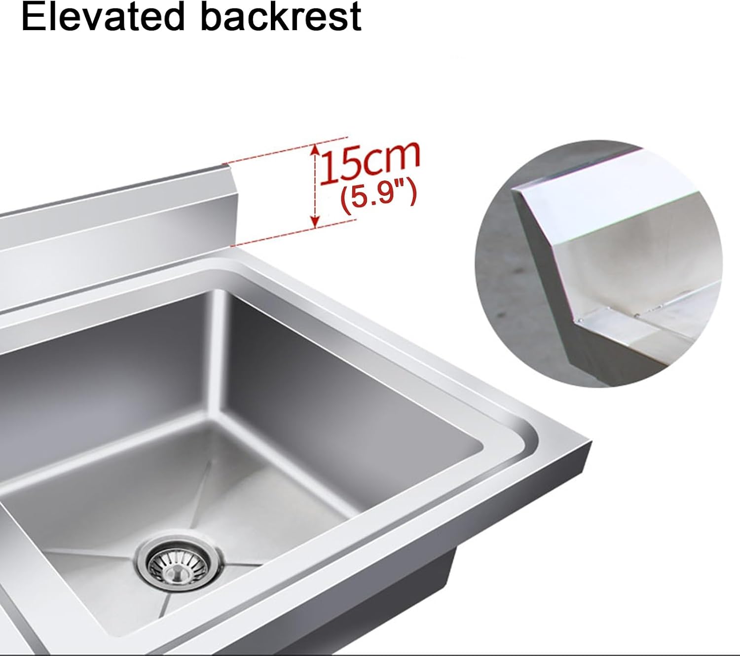 Triple-bowl Design Stainless Steel Sink Includes Accessories Beam-Reinforced Outdoor Sinks with Backrest H80cm (31.5") X-Flow Adjustable Feet Large Opening