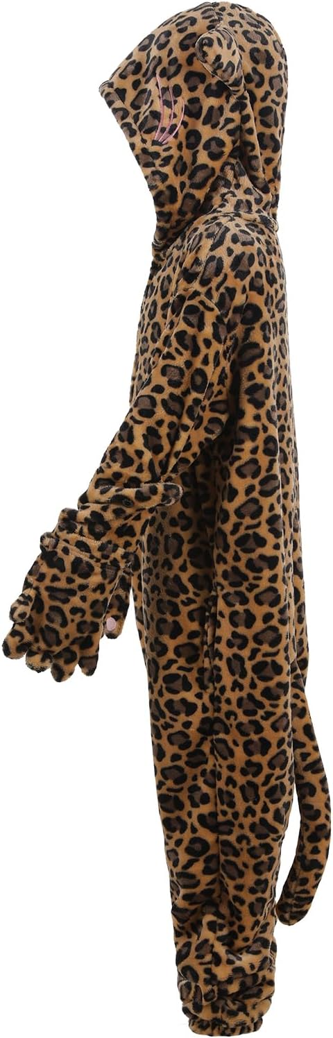 Kids Leopard Onesie Fancy Animal Costume Halloween Christmas Carnival Cosplay Dress Up Pajamas for Boys Girls - Image 2