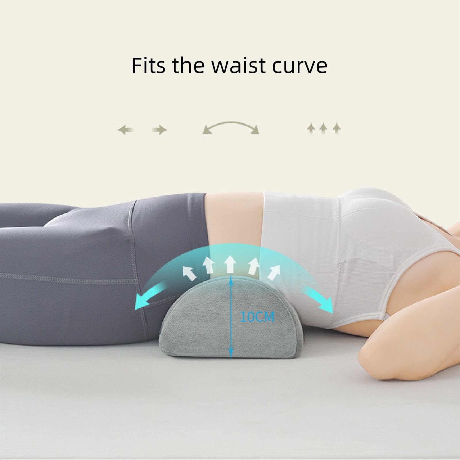 Cuscino a mezzaluna in memory foam, riposo a metà cilindro, ergonomico alto rimbalzo, fornisce equilibrio, utilizzato per vita/collo/piede