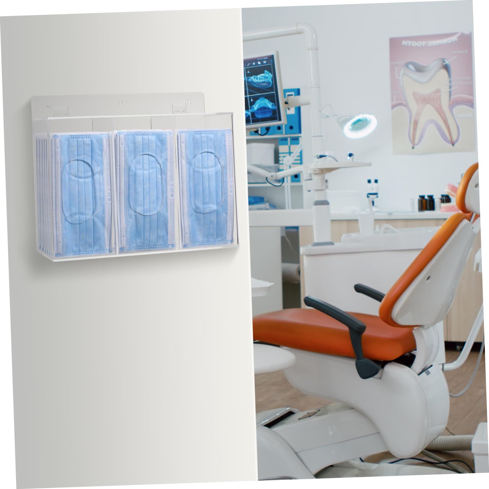 Caja Dispensadora Guantes Soporte Organizador De Pared Acrílico (3 Compartimentos)