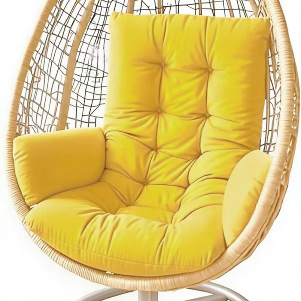 Hanging Chair Cushion, Indoor Swing Garden Seat Cushion Cushion For Hanging Swing Washable Swing Chair Cushion Thick Hanging Chair Seat Cushion,yellow