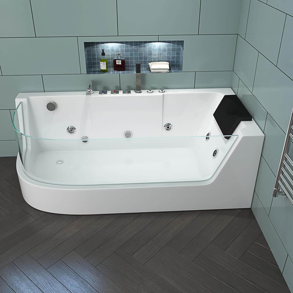 HOME DELUXE - Vasca idromassaggio - CARICA Links bianca con riscaldamento e massaggio - Dimensioni: 170 x 80 x 59 cm I Vasca ad angolo, vasca da interno