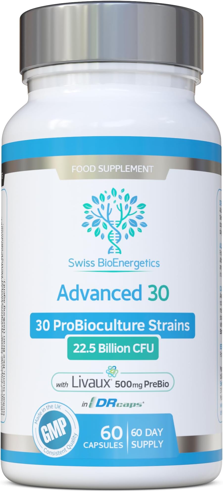 – Bio Cultures Complex Probiotics & Prebiotics — 30 Strains, 22.5 Billion CFU, Live Bacteria — Gut Health Digestive Supplement with Prebiotics — Delayed Release Capsules, 60 Day Supply — UK Made
