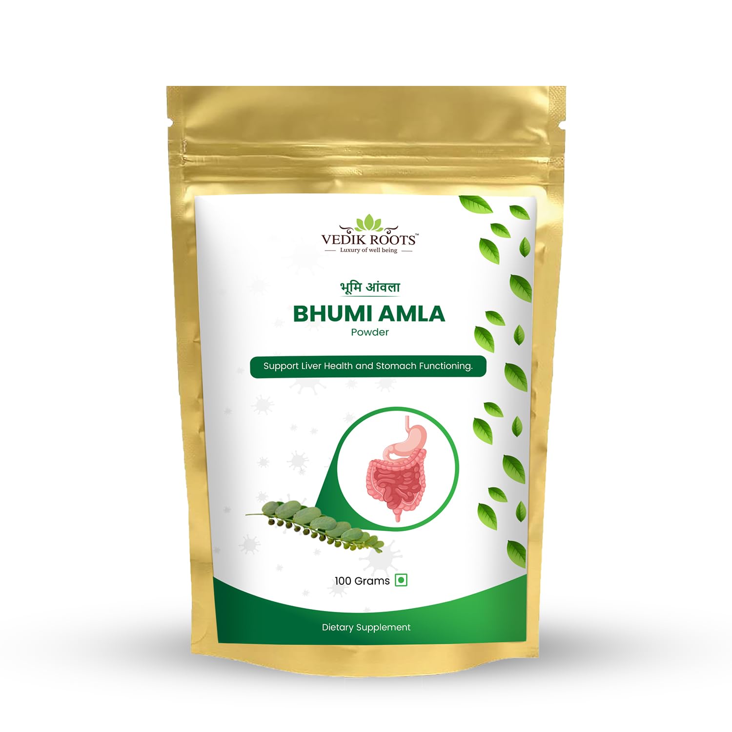 Vedikroots Bhumi Amla Powder 100g | Pure Phyllanthus Niruri Herb | Ayurvedic Herbal Powder | Vegan Friendly