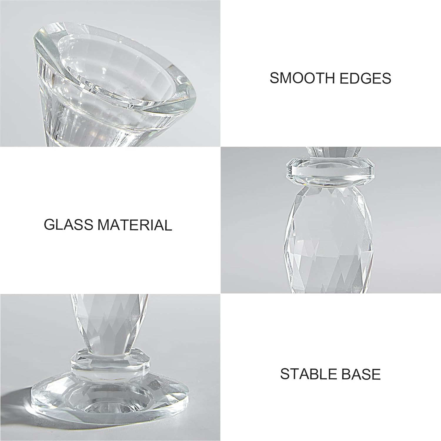 DN DECONATION Glass Candle Holder Set of 3, Candlesticks Holders Clear Crystal Tealight Candles Holder Home Decor Aesthetic for Table Centerpiece Wedding Decorations Housewarming Gift Living Room