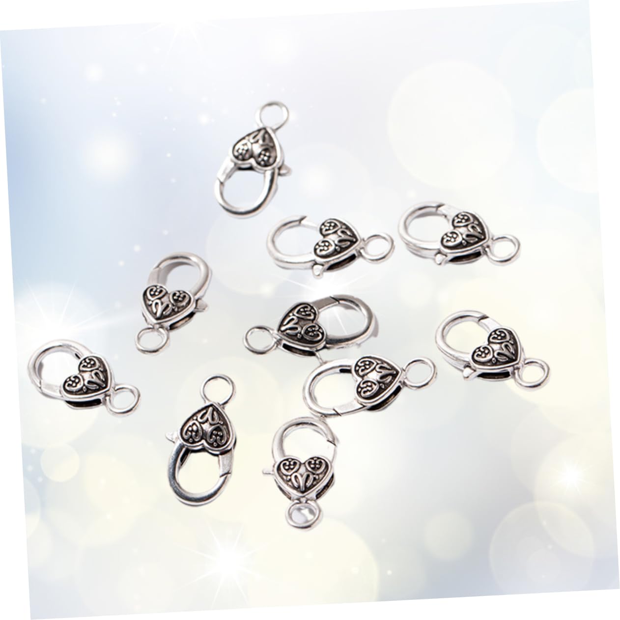 3 Set Di Elementi Essenziali Per La Creazione Di Gioielli Set Di Fermagli A Moschettone in Lega Per Collane E Bracciali Fibbie A Forma Di Cuore 40 Pezzi * 3