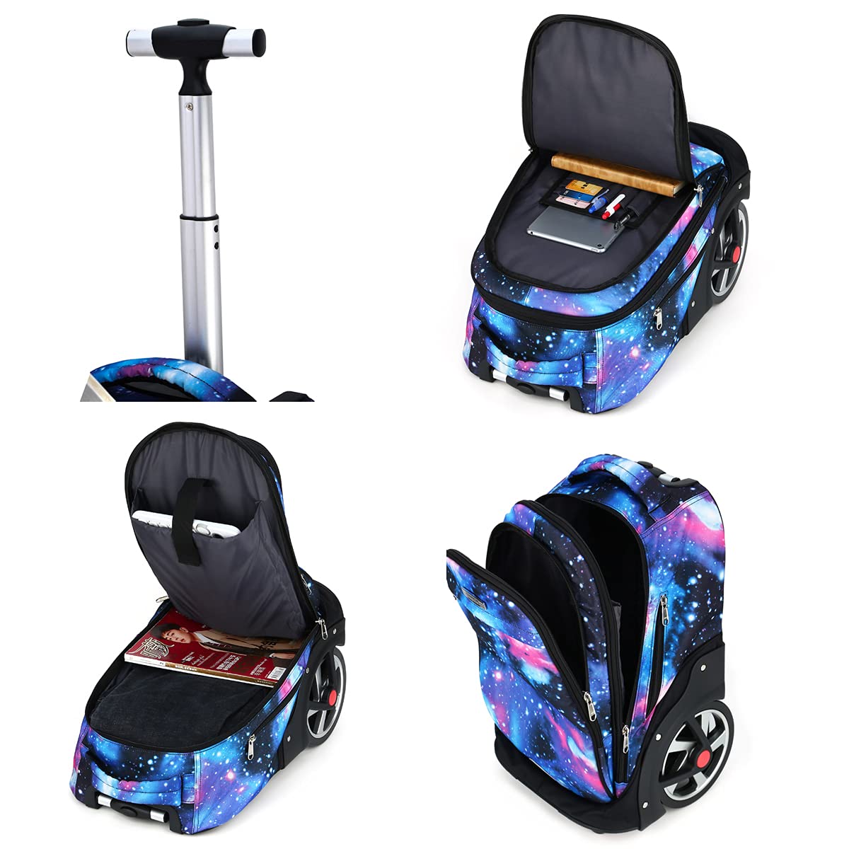 Zaino Trolley Scuola, Zaino Scuola Ragazzi Ragazza Bambini Zaini Scuola Trolley Elementare Borsa Zaino con Ruote