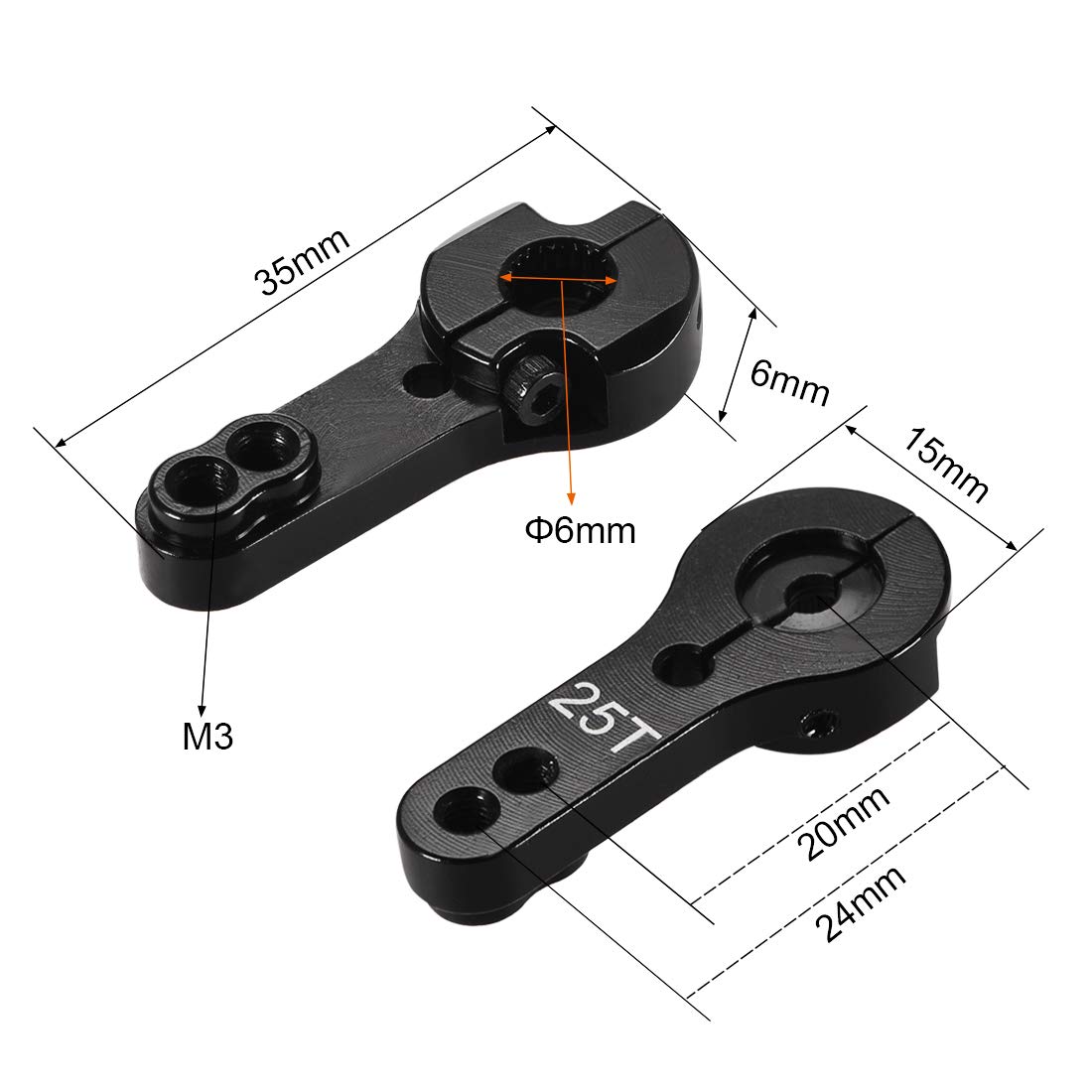 2 Stück Servo Horn 56mm Metall 25T - Servoarm Für RC Modellbau