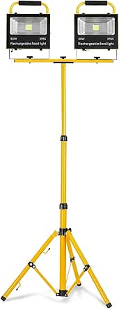 Peviasot LED Baustrahler Set Mit Stativ - 2x50W 4250LM IP66 Für Werkstatt & Baustelle