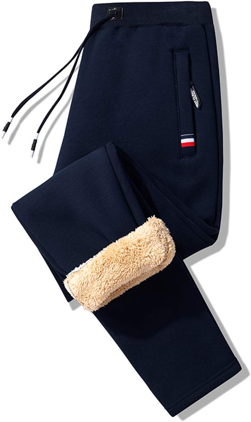 Flygo Men's Warm Fleece Pants Sherpa Lined Active Running Camping Sweatpants