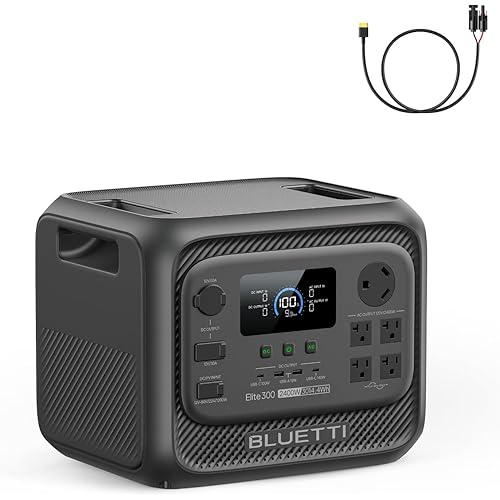BLUETTI Elite 300 Portable Power Station with Solar Cable, 3014Wh LiFePO4 Battery Backup, 2400W Solar Generator (4800W Surge), 3kWh Compact Emergency RV Outdoor Power with TT-30 RV Port & 12V/30A DC