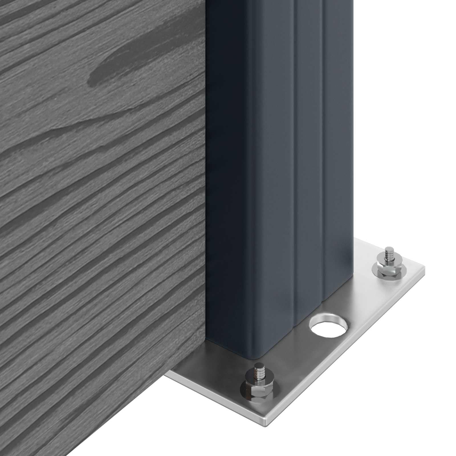 Panneau de clôture WPC et Aluminium Gris pour jardin et terrasse, barrière modulable rigide avec poteau et fixation, palissade décorative pour séparation, occultation et sécurité extérieure