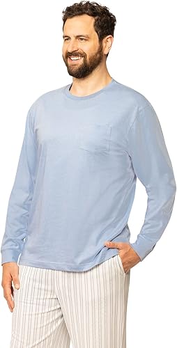 Miniatura 3 de PajamaGram Pijama para hombre 100% algodón - Conjunto de manga larga de punto, pijamas para hombre