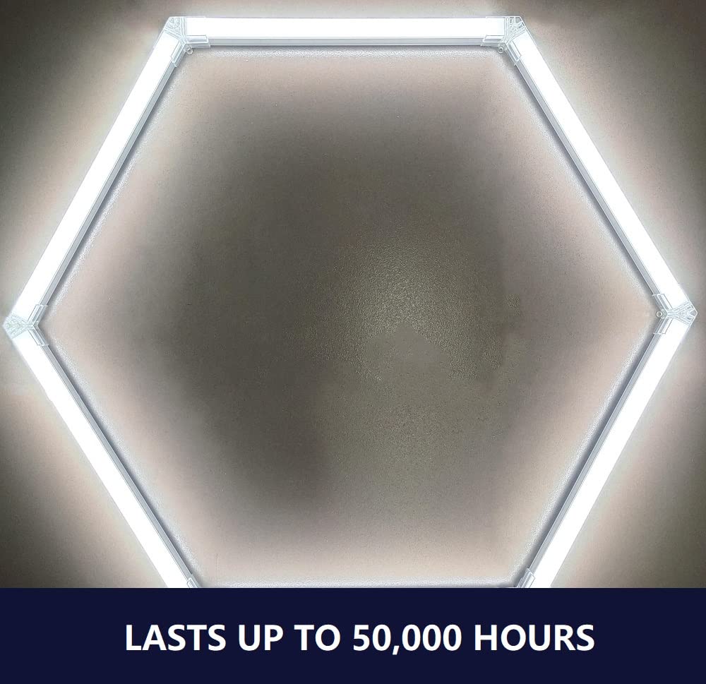 with Bezel 17 Honeycomb LED Garage Light DIY LED Auto Repair Detail Light 6500K Daylight White for car — view 8