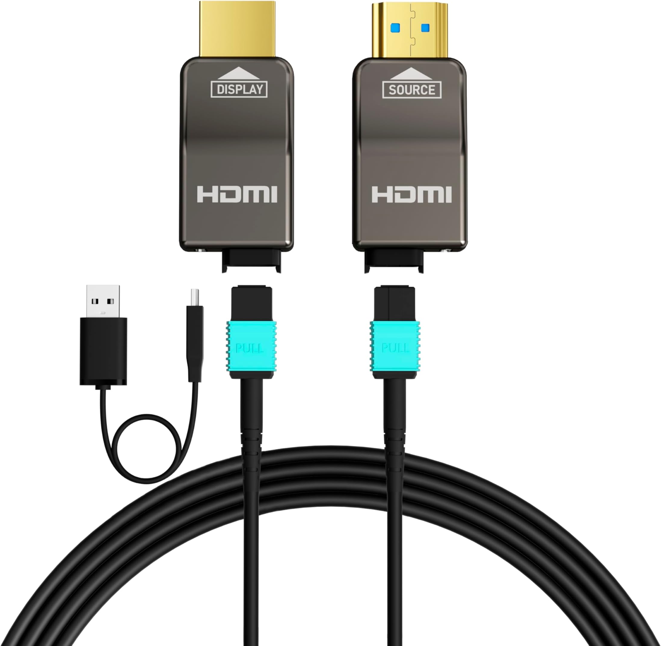 RUIPRO 8K Detachable Pure Fiber Optical Armored HDMI 2.1 Cable 33FT, Ultra High Speed 48Gbps, Support 8K@60Hz 4K@120Hz, Dynamic HDR, eARC, Compatible with PS5/Xbox/HDTV/Blu-ray/Monitor/Projector
