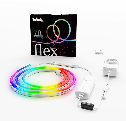 Twinkly Flex 7ft, LED Tube Multi Color, RGB LED Strip Flexible, Compatible with Alexa and Google Home, Gaming Lights, 16 M+ Colors, USB C Powered, App Mapping, White Wire - 7 ft