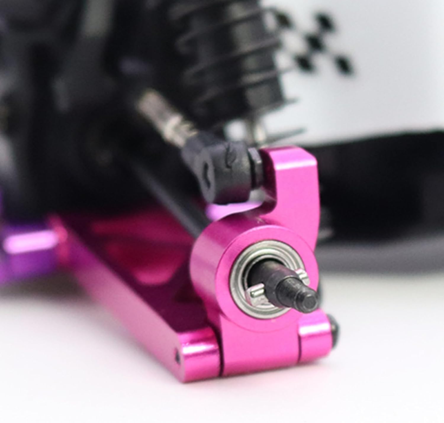 XBERSTAR RC Suspension Arm Kit for Losi Micro-B RC 2WD Buggy RTR RC Aluminum Alloy Front Rear Swing Arms Steering Cups C-Seats CVD Shaft Connecting Rods (Pink Suspension Arm Set 10 Pcs)