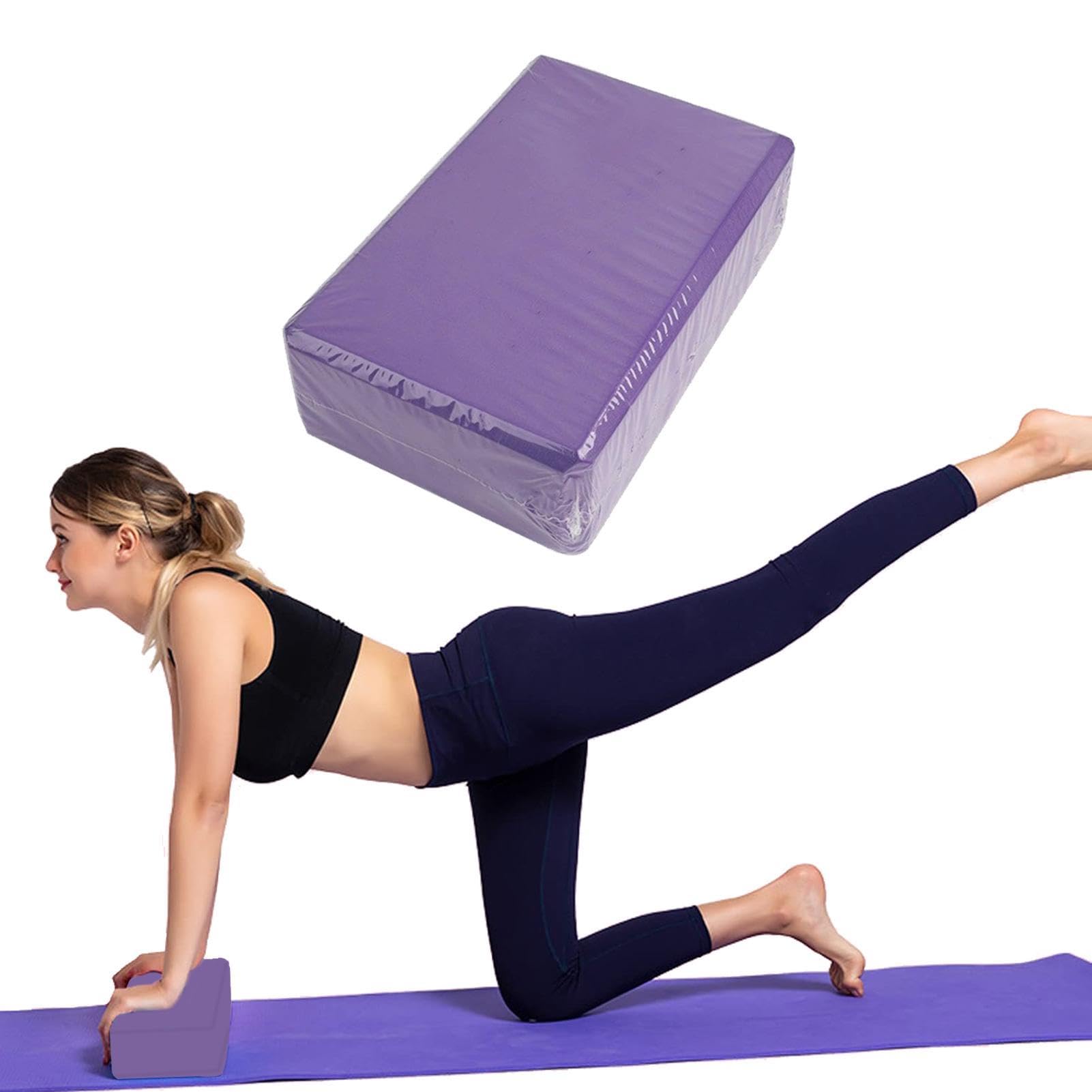 EVA Yoga Block, Yoga Block High Density EVA Foam Brick Eco Friendly, Pilates Pillow,Non-Slip Foam Yoga Block Strap for Exercise,High Density Non Slip Block for Yoga, Pilates and Home Workouts(Purple)