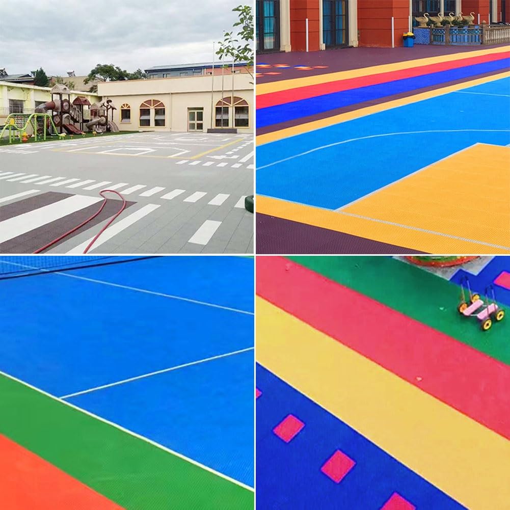 HJLKDYM Interlocking Floor Mat, Vertical Shock Absorption Splicing Water Proof Drainage Tile, Outdoor Modular Deck Tile for Patio Garage Gymnasium(Gray-4 Pack)