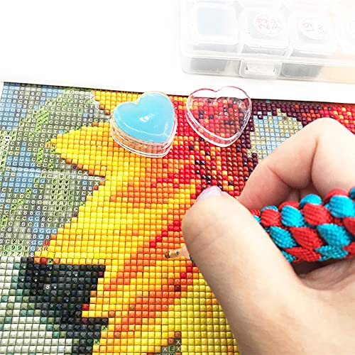 Image of 12 Packs Diamond-Paint-Art Wax Storage Box Diamond-Paint-Art Wax Storage Container Case Painting Glue Clay Organizer with 36 Pieces Heart Shaped Glue Clay(Red, Blue)