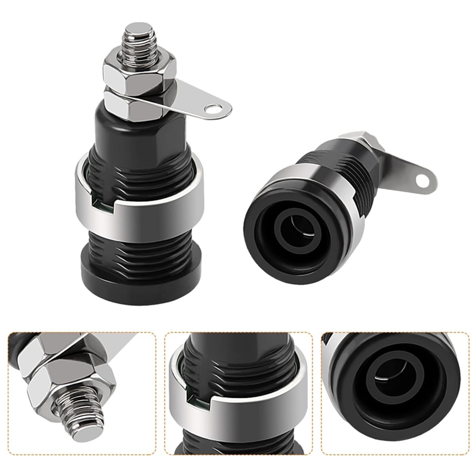 Connecteurs Banane 4mm Uxcell – Fiche Mâle à Vis – Lot De 10 Noirs – Neuf