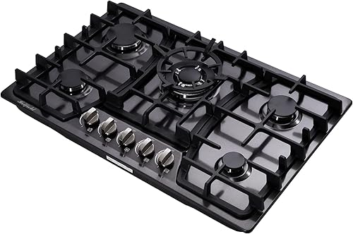 Miniatura 6 de Estufa de gas de 30 pulgadas de acero inoxidable con 5 quemadores, placa de gas de combustible doble, estufa de gas convertible NGLPG, HF57013B,