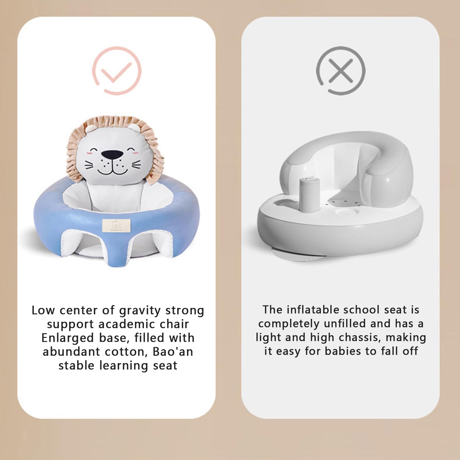 Baby-Stützsitz, Sofa, Plüsch, weich, Tierform, Baby, zum Sitzen, hält die Sitzhaltung, bequemes Baby-Sofa, Stuhl für Babys, 3–12 Monate (24, Einheitsgröße)