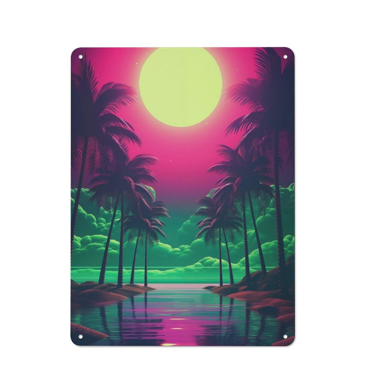 Junmoney Neon Dreamscape Elegance Vintage Metal Plaque 40X30cm For Man Cave Or Games Room, For An Autumn Update To Man Cave And Games Room