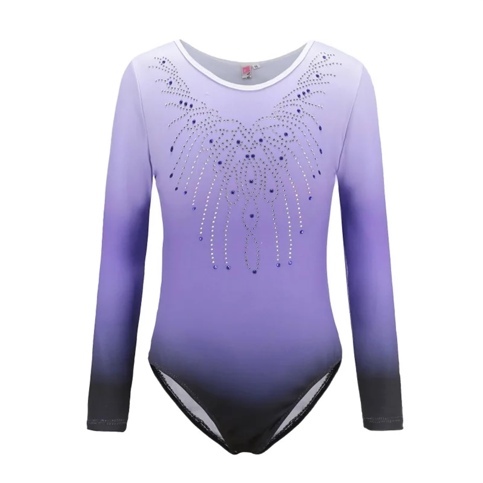 Gymnastikanzug Mädchen Ballettanzug mit Farbverlauf, langärmelig, mit Rautenmuster, Gymnastikkleidung, Tanzbekleidung, Tanztrikot, Kleidung(Color 4,9-10Y)