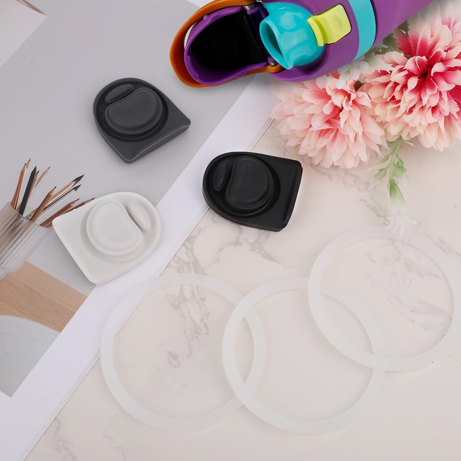 BOXOB 3pcs Bottle O Seal Ring & 3pcs Replacement Stoppers for Owala Freesip Cap, Silicone BPA Free Water Bottle Top Lid Gasket Parts for Owala Freesip 16/19/24/32/40oz - Image 3