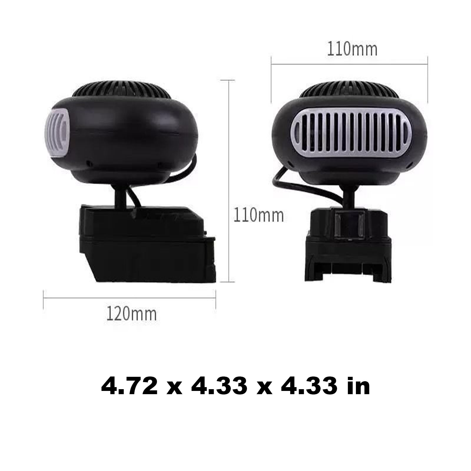 Riscaldatore Portatile Ricaricabile per Auto, sbrinatore Anti-ribaltamento con Batteria Ricaricabile da 1500 mAh x 2, riscaldatore Ambiente con termostato e 2 Porte USB per Auto, camere d 5 Batteries