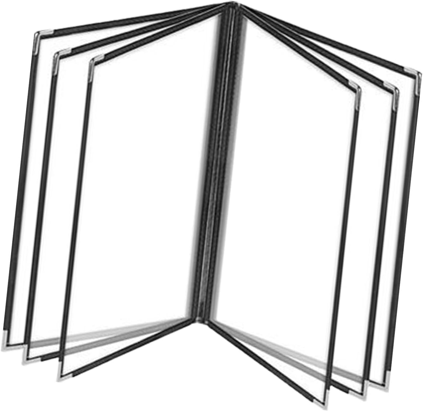 Restaurant Menu Cover Clear Panels Double Holder Metal Corners PVC Material Transparent Book Suitable for Restaurant Hotel Cafe, 6 Page 12 View, 320mmx230mm