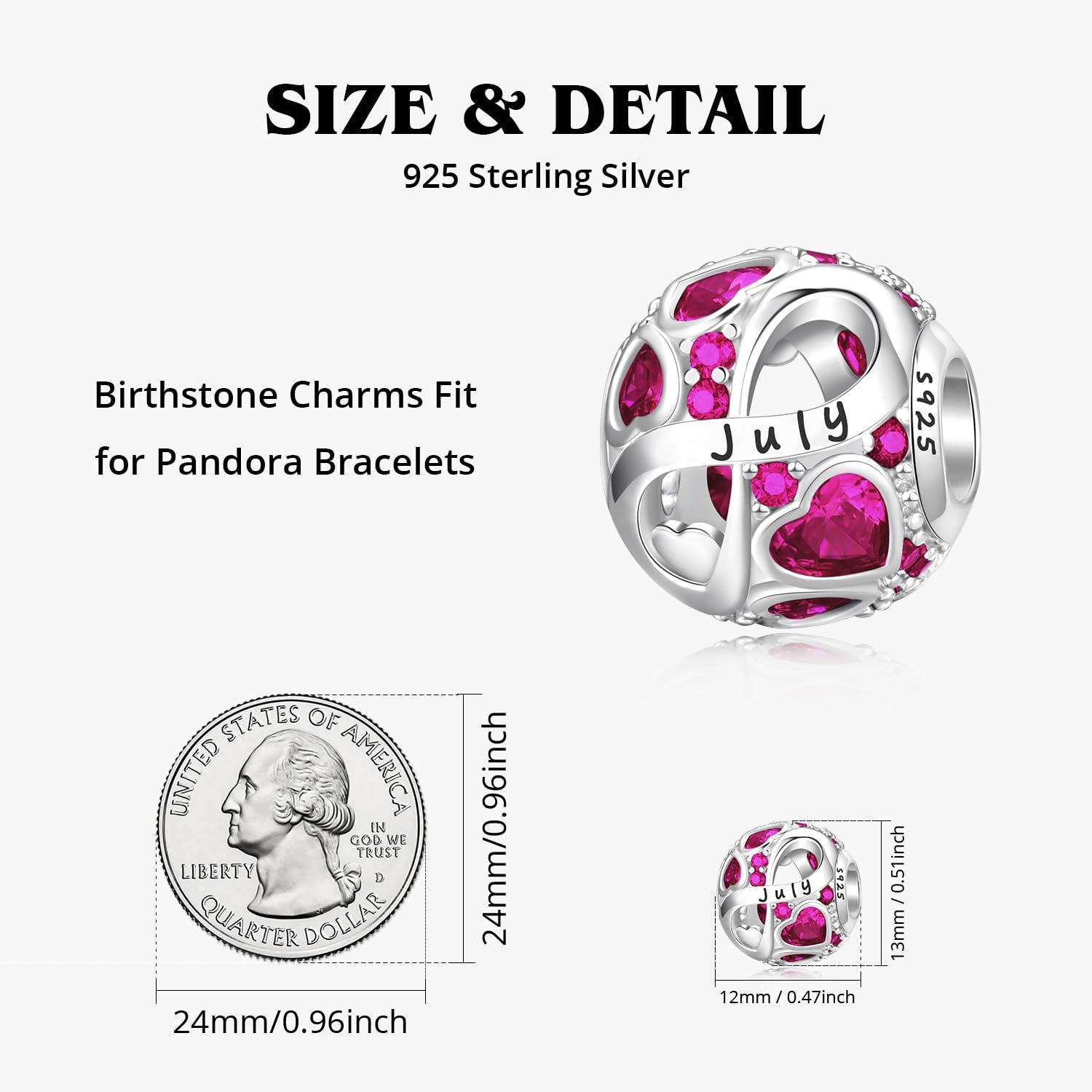 Birthstone Charm for Charm Bracelet, 925 Sterling Silver Infinity Love Heart Bead Charm for Bracelet and Necklace, Happy Birthday Mother's day Christmas Jewelry Gifts for Women - Image 4