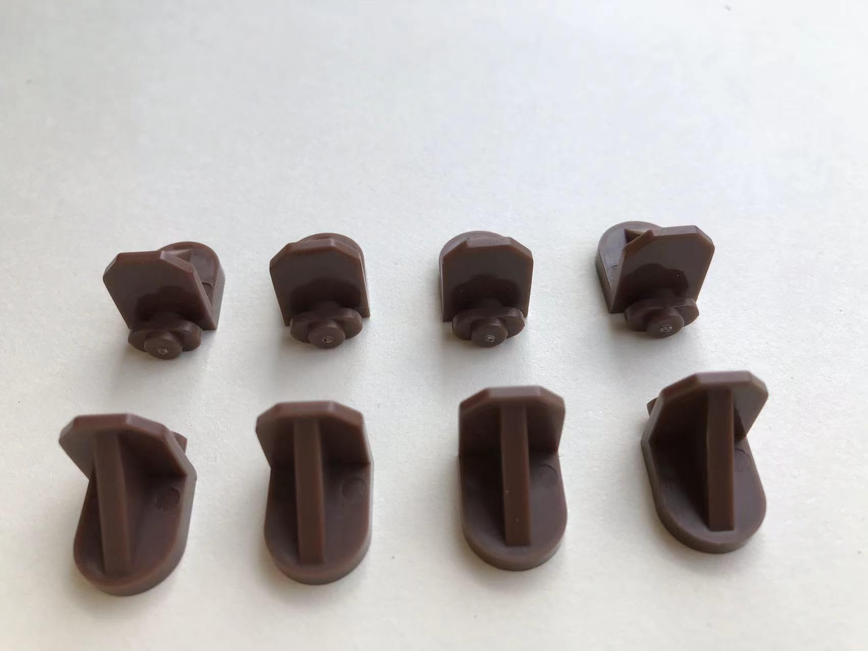 Twist-in Shelf Support Pins (8 Pack) for Kitchen Cabinets, Bookcases, Shelves Brown