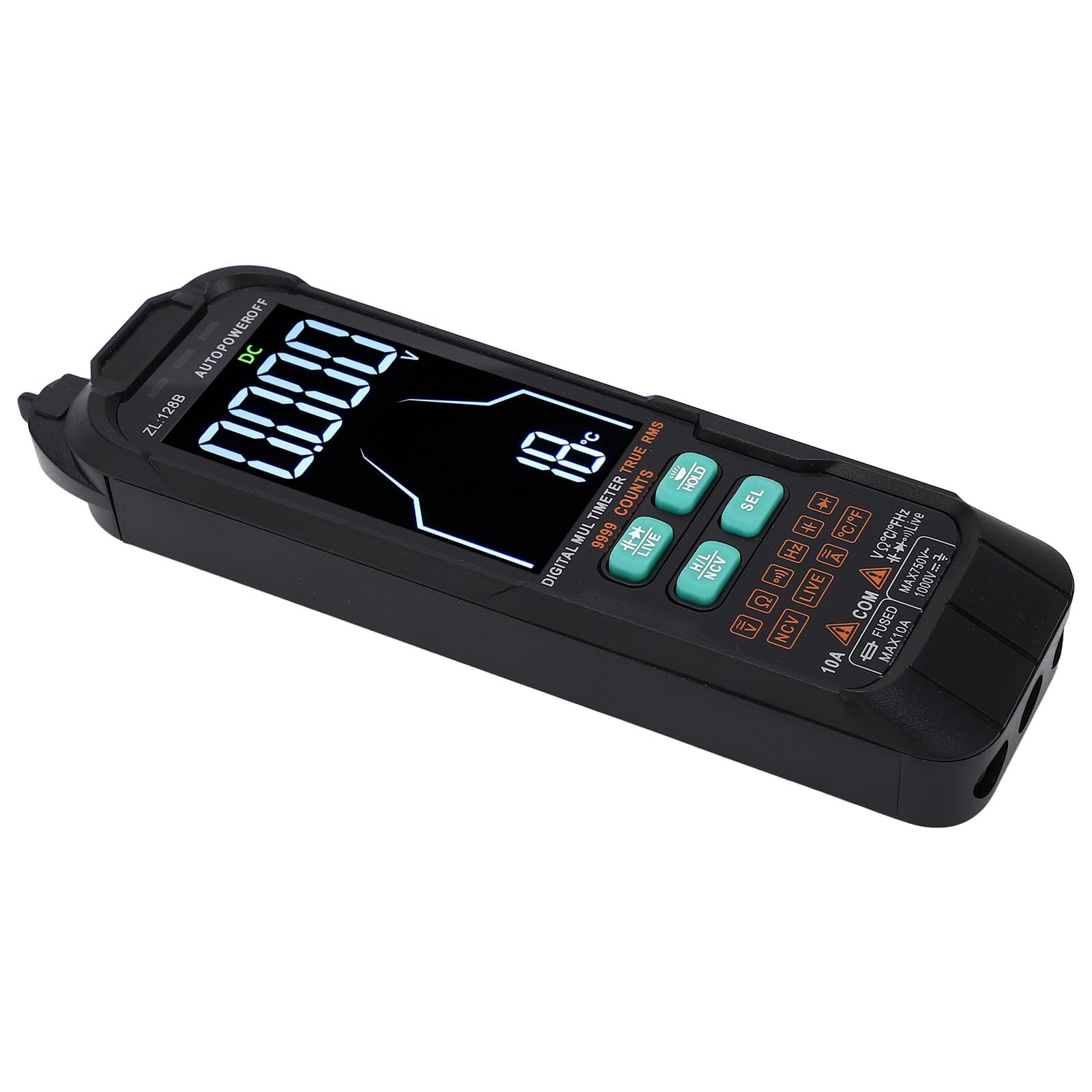 Digitales Multimeter, tragbar, großer Bildschirm mit Hintergrundbeleuchtung, 1000 mAh, Strom- und Spannungsmesser, 0–1000 V, automatischer Bereich, sichere schnelle Messung für