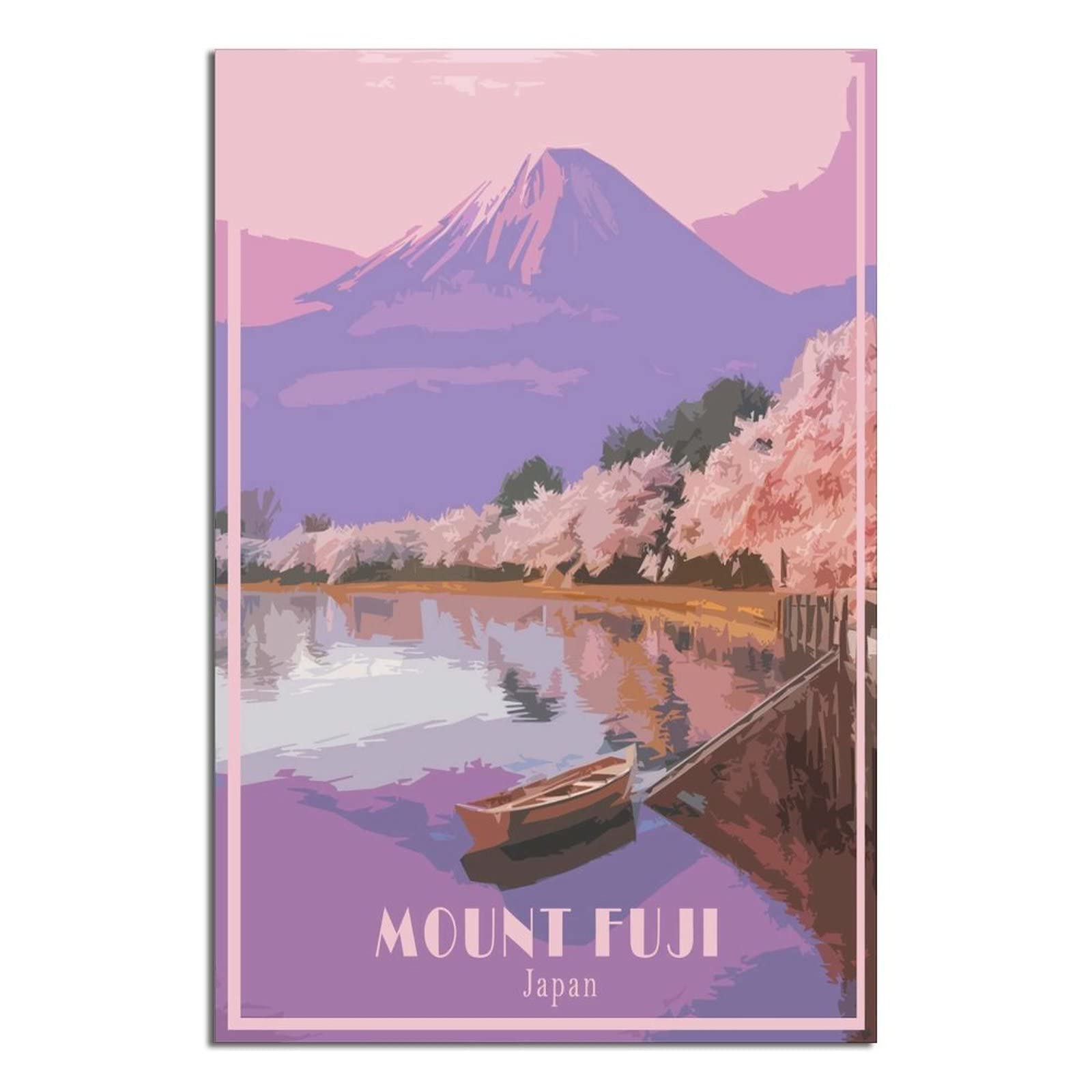 ZSEFV Japan Mount Fuji Vintage Travel Poster Skyline Decorative Posters Modern Bedroom Canvas Art Poster Picture Painting Posters Wall Decor art Gift