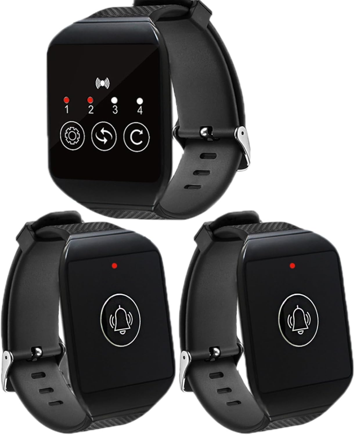 Wrist Pager IPX7 Watch Pager, Multipurpose for Restaurant Paging System, Light Flash, Vibration, Buzzer, 4 Channels, 5 Buttons, Long Standby