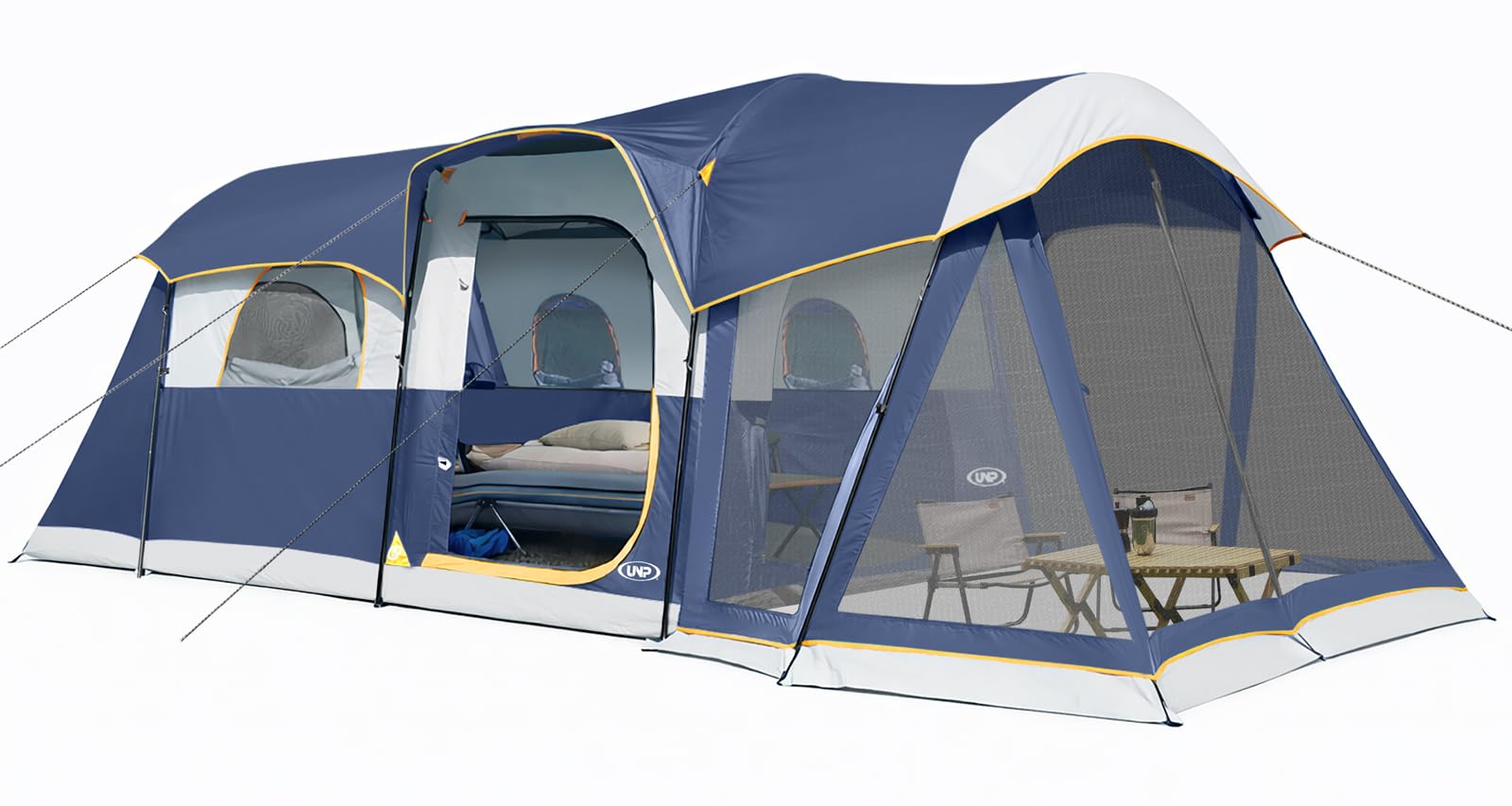 UNP Camping Tent 8 Person Waterproof Big Tunnel Tent with Screen Porch Family Outdoor Large Tents for Camping