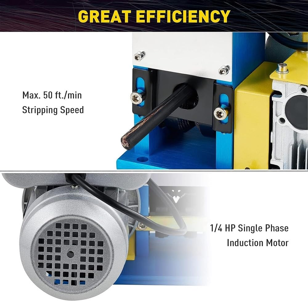 Máquina Pelacables automática Pelacables eléctrico for Cables de Cobre de 1,5-25 mm, Herramienta Pelacables motorizada con Rueda de Corte Mejorada