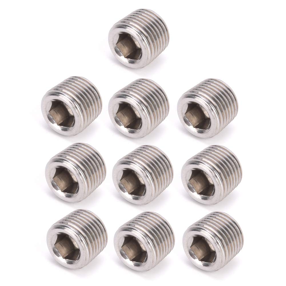 10PCS 304 Stainless Steel Hex Plug Heads for BSPP Male Thread Pipes, for Long-Lasting and Easy Installation(3/8“)
