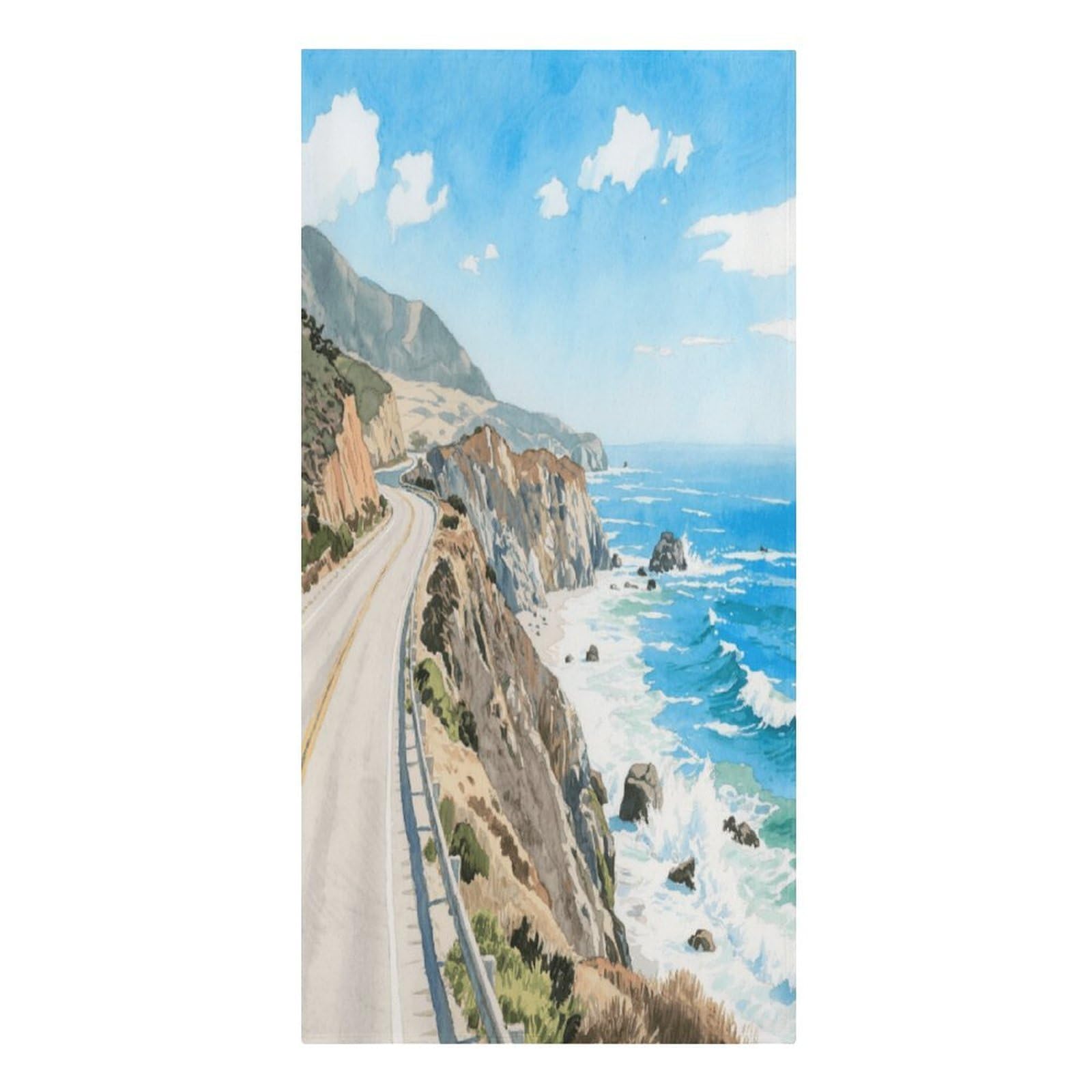 Fekiloot Men's Style Highway 1 Ocean View Large Beach Towel, Travel Towel For Adults Wo, Pool Towels For Beach, Camping, Swim Pool, Gym, Sports& Yoga 61.4"X30.3"