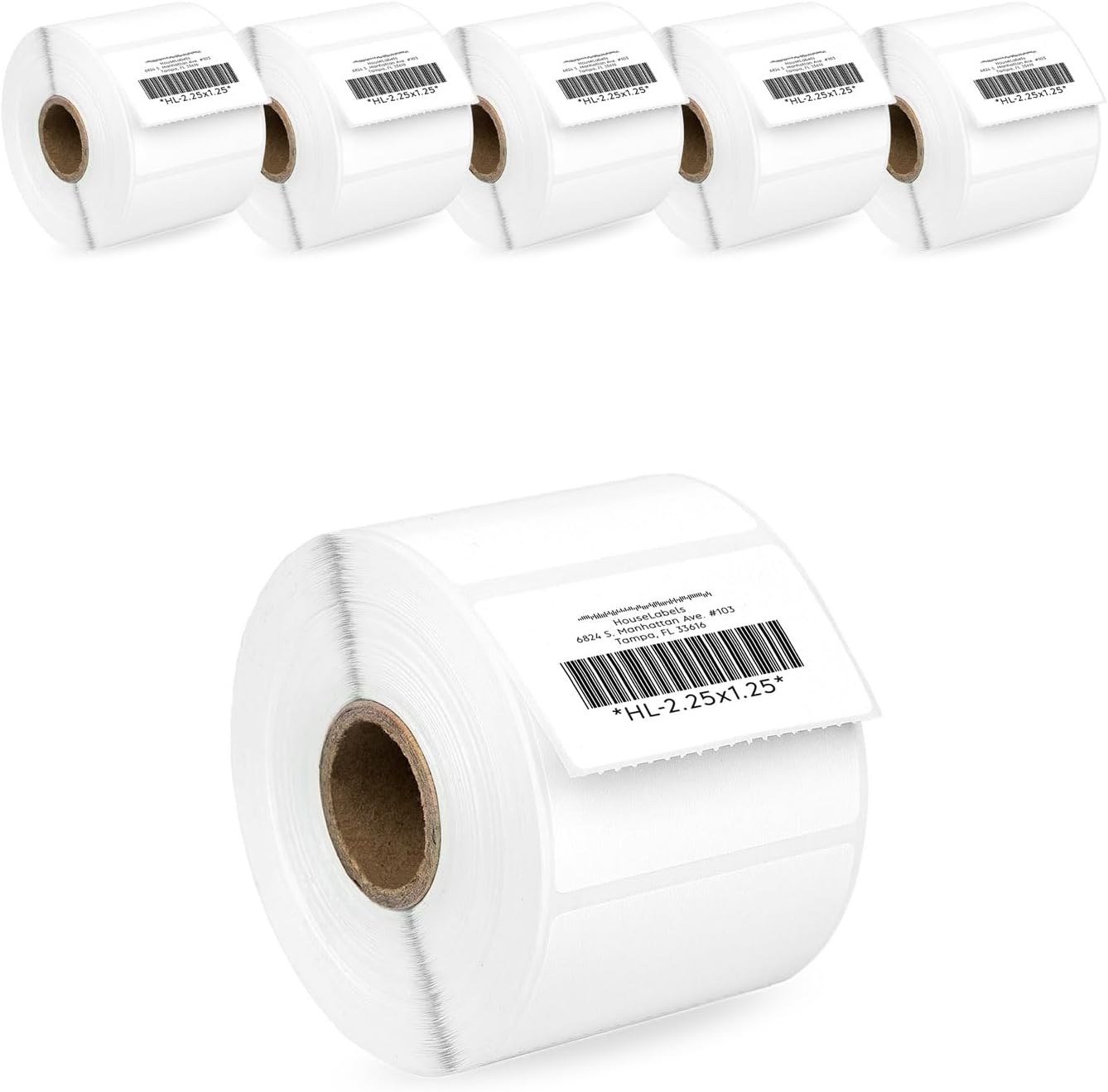 HOUSELABELS 2.25" x 1.25" Address Labels on 1" Core Compatible with Zebra and Rollo Printers, 6 Rolls / 1,000 Labels per Roll