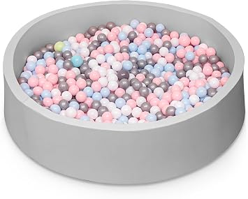 UBRAVOO Baby Ball Pit, Round Baby Soft Foam Ball Pit for Toddlers, Indoor Outdoor Small Kids Ball Pool, Balls Not Included - Dimensions 90x30cm Grey