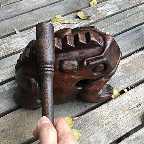 Cozinest Medium 6\" Wood Frog Guiro Rasp Musical Instrument Tone Block Solid Carved Musical Toy Percussion Instrument (Brown) - Thumbnail 3