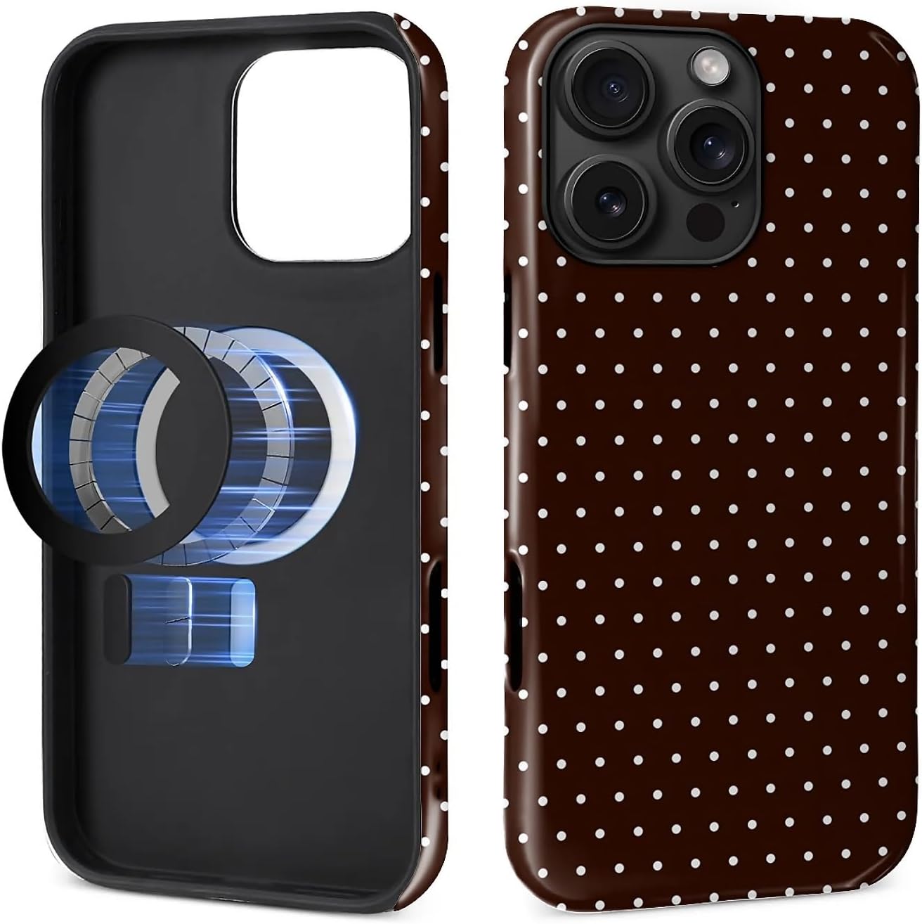 Magnetic Case for iPhone 16 Pro Design,Compatible with MagSafe,Slim Protective Soft TPU Bumper Phone Cover Women Girls Case for iPhone 16 Pro-Polka Dot Aesthetics Brown Polka Dot Aesthetics Brown iPhone 16 Pro